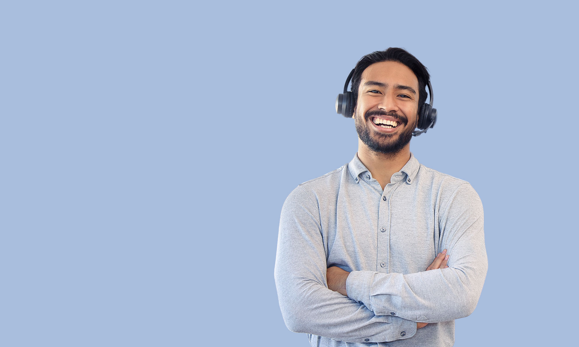 Hero Portrait Telefonist für Industriekunden