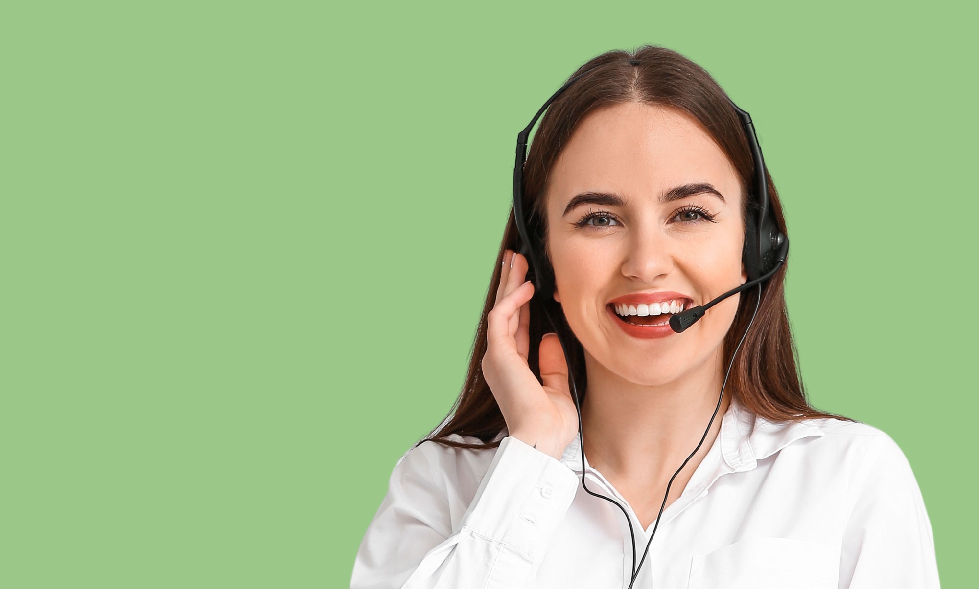 Hero Portrait Telefonistin für Versicherungen